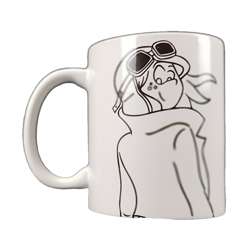 Mug aviatrice vintage noir et blanc